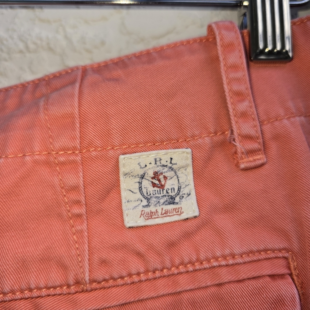 LRL Lauren Jeans Co. Salmon Pink Cotton Chino Shorts 12) - Picture 4 of 10